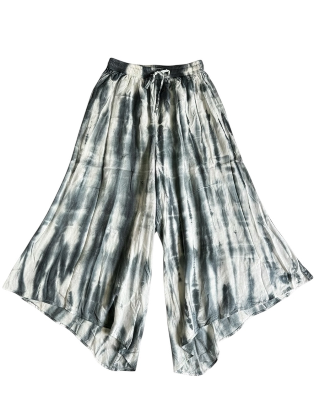 Rhea Palazzo Pants Handmade Tie-Dye in Grey and White One Size NWT